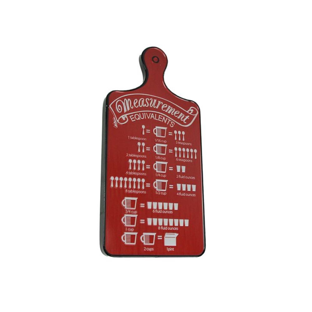 Measurement Conversion Chart Cutting Board Metal Wall Plaque 22 Inches High Red